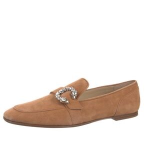 Jimmy Choo Tan Suede Embellished Loafers